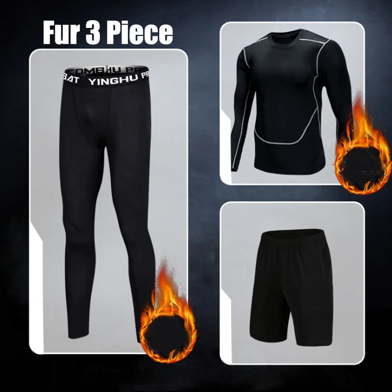 

TaoBo Fur Compression Set Men's Sport Suits Running sets Dry Fit Sports Gym Fitness Tights Jogging Rashgard Tracksuit Shorts MMA