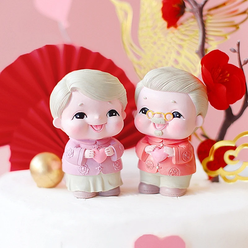 Долголетие бабушка торт Топпер Для дедушки день рождения украшение китайский