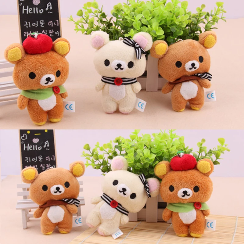 

1PCS 11CM Kawaii Standing Lover Rilakkuma Bear Plush Stuffed Toy Soft Figure DOLL Key Design Pendant Charm Toy Bear Plush Doll