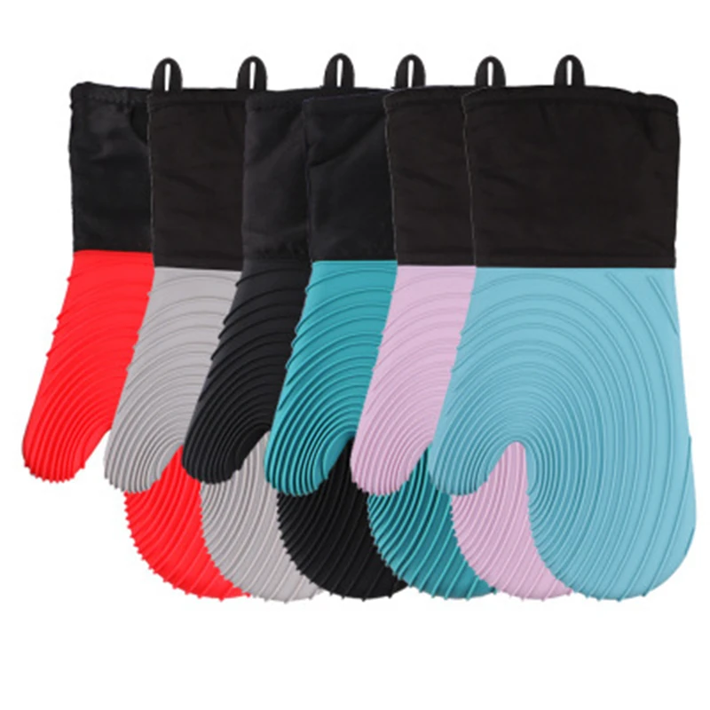 

1Pair Pink Kitchen Microwave Glove Household Non-slip Cotton BBQ Oven Baking Gloves Heat Resistant Kitchen Potholders Oven Mitts