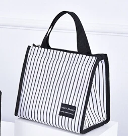 Сумка для ланча сумка холодильник тоут в полоску изолированный Ланч бокс