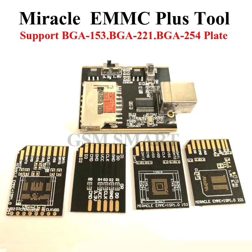Новости Адаптер Miracle eMMC Plus Tool / 5 В 1 для пластины BGA-153 BGA-221 BGA-254