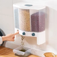 6l wall mounted rice bucket rice cereal dispenser grains classified storage box sealed moisture proof tanks dispenser