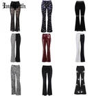 Женские расклешенные брюки InsGoth, готические винтажные брюки с высокой талией для фитнеса, длинные осенне-зимние джинсы в стиле панк, уличная одежда