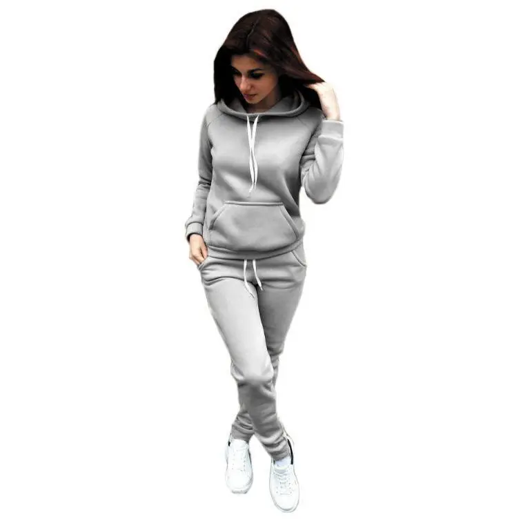 

Autumn New Product Pure Color Fashion Temperament Leisure Plus Velvet Sports Suit Pencil Pants Suitable for Fitness Jogging Wear