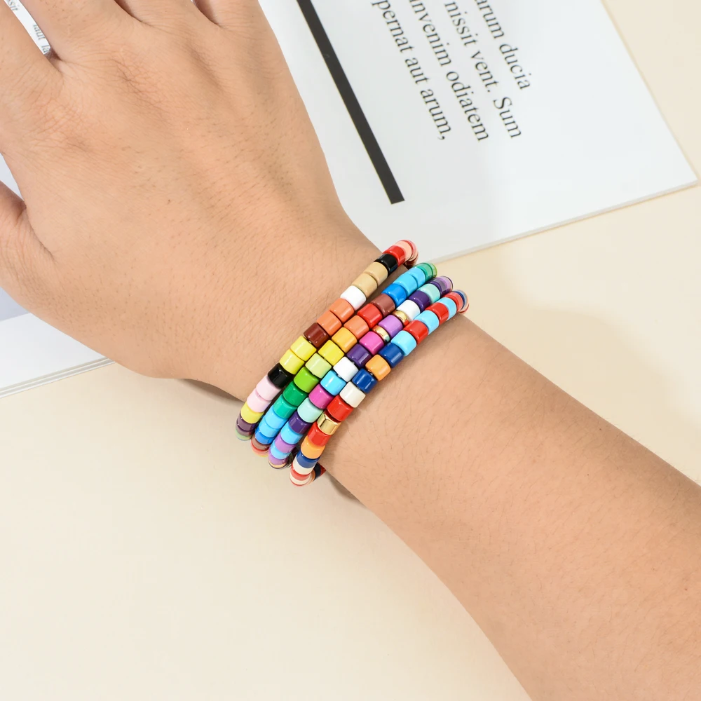 Эластичные эмалевые браслеты в стиле бохо для женщин Браслет сделай сам с