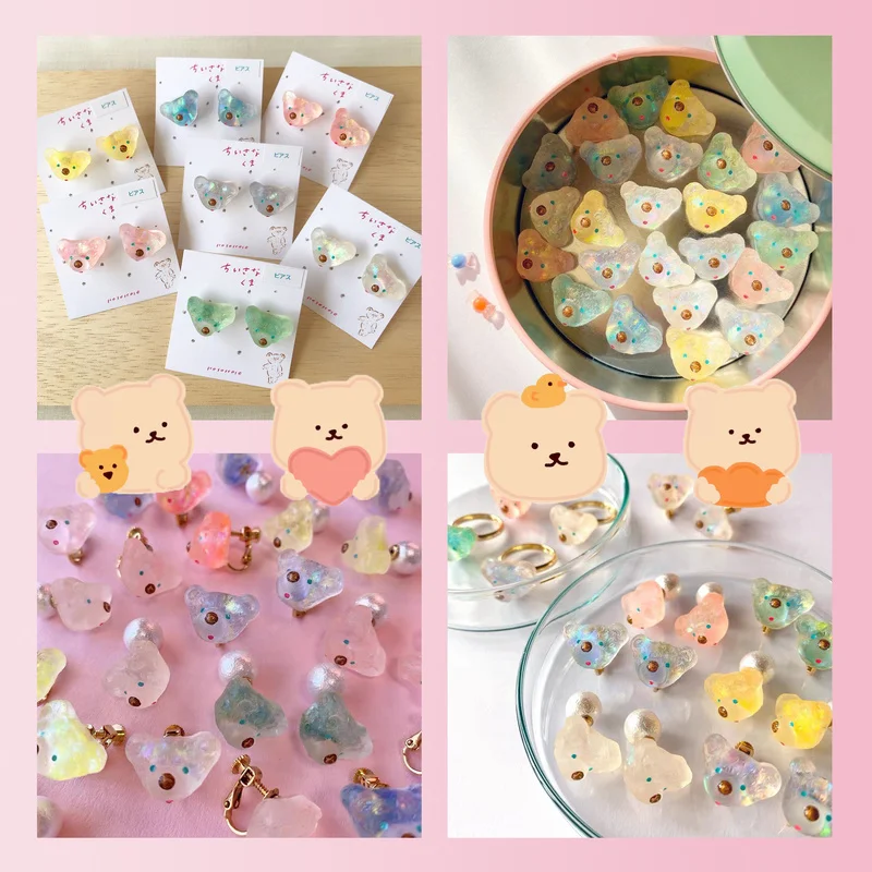 

INS Japan Magic Color Teddy Bear Resin Patch DIY Handmade Hairpin Jewelry Earring Earrings Accessories Material
