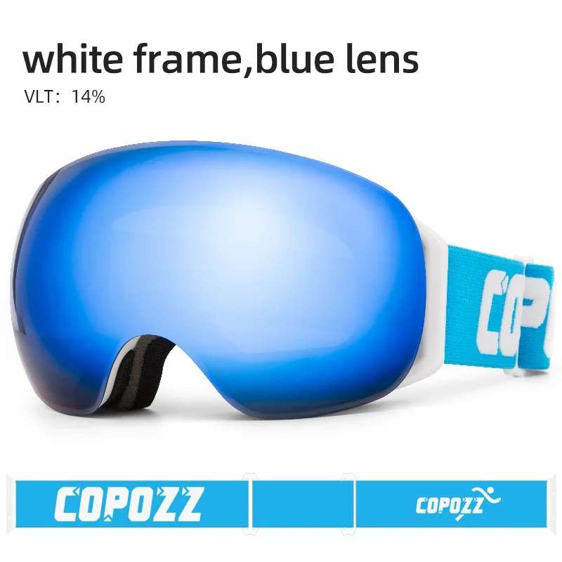 blue COPOZZ, безрамные лыжные очки с снежной маской для мужчин и женщин, очки для сноуборда с магнитной защитой UV400, противотуманные лыжные очки - Цвет: blue