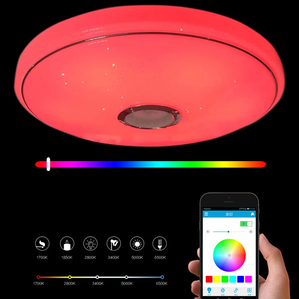 Smart LED Ceiling Light Dimmable APP Control Bluetooth Music Living Room Bedroom Lamp 36W/60W Lights | Лампы и освещение