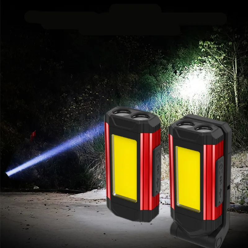 

USB Rechargeable Working Lamp Built In Battery 5 Modes Strong Magnet Portable Lanterns Foldable Torch Lamp For Outdoor Camping