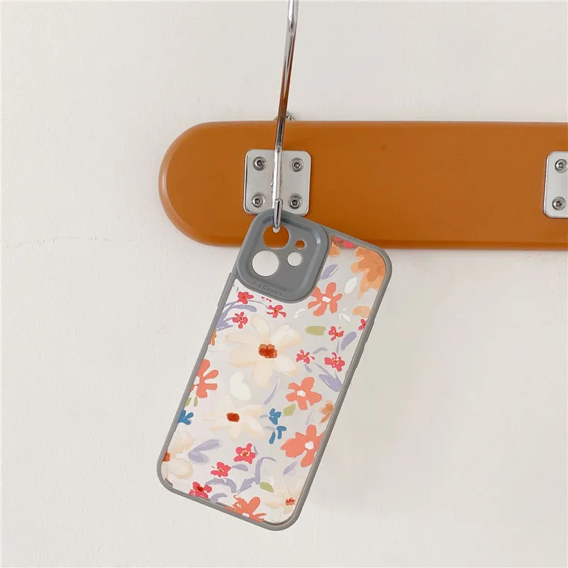 

Oil Painting Flower Clear Phone Case For iphone 12 mini 11 Pro Max X XS XR MAX 7 8 Plus SE2020 Soft TPU Ultra Shockproof Cover