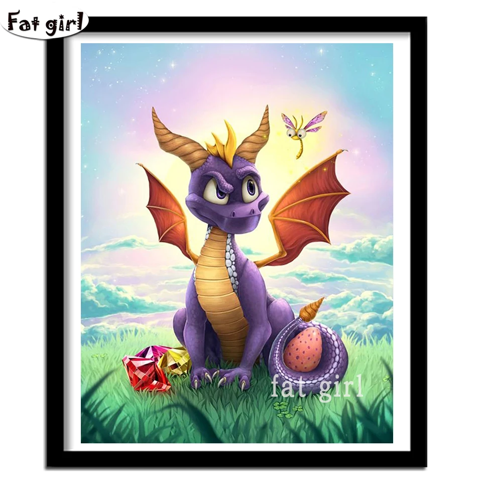 Мультяшный динозавр рисунок 5D Diy алмазная живопись полная квадратная дрель