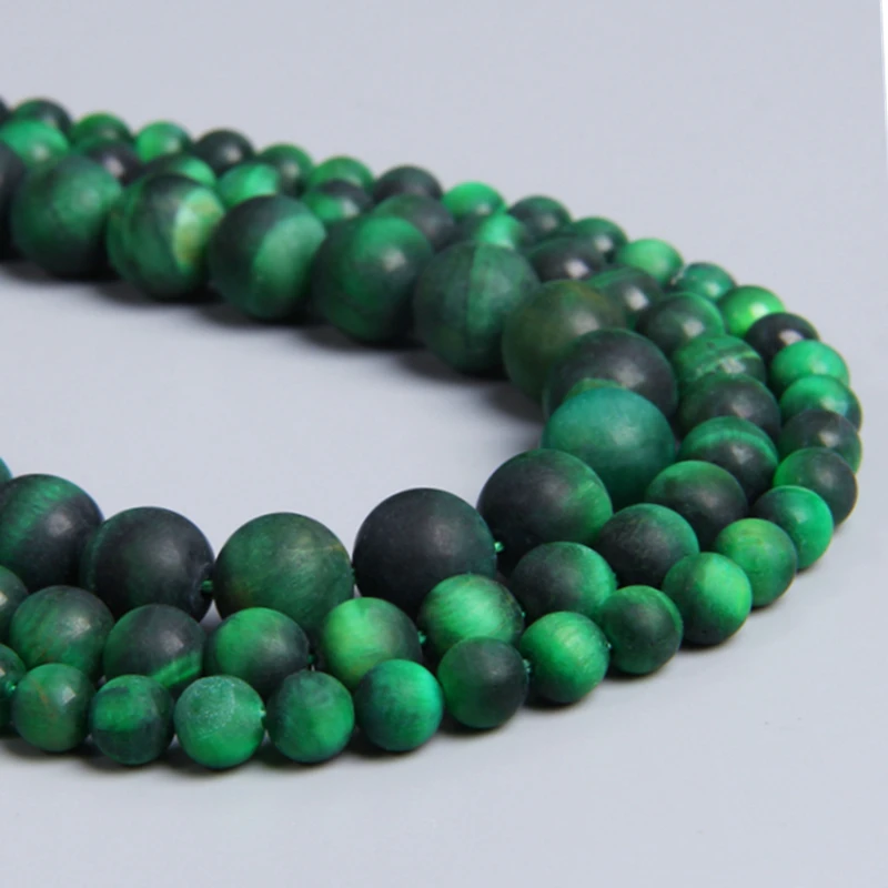 Женское ювелирное изделие зеленые круглые бусины в виде Тигрового Глаза |