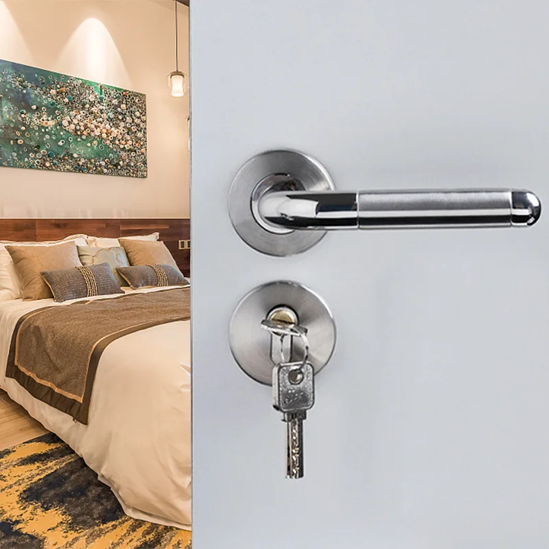 

1set Stainless Steel Room Door Lock Interior Anti-theft Gate Lock For Hotel Bathroom Toilet Latch Wood Door Hardware Accessories