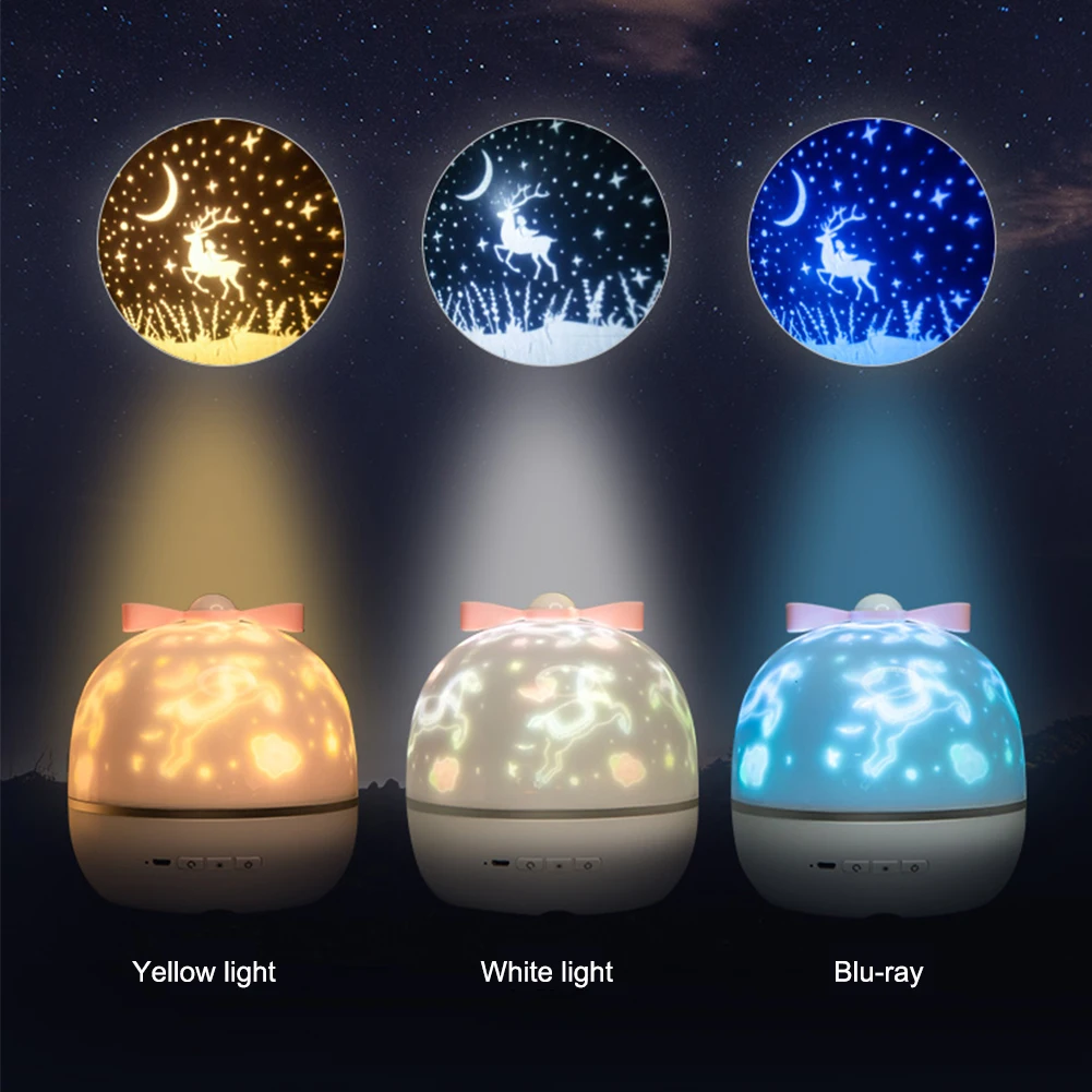 

360 Rotatable Multicolor Changing LED Rechargeable Starry Sky Projector Night Light Universe Colorful Flashing Star Kids Gift