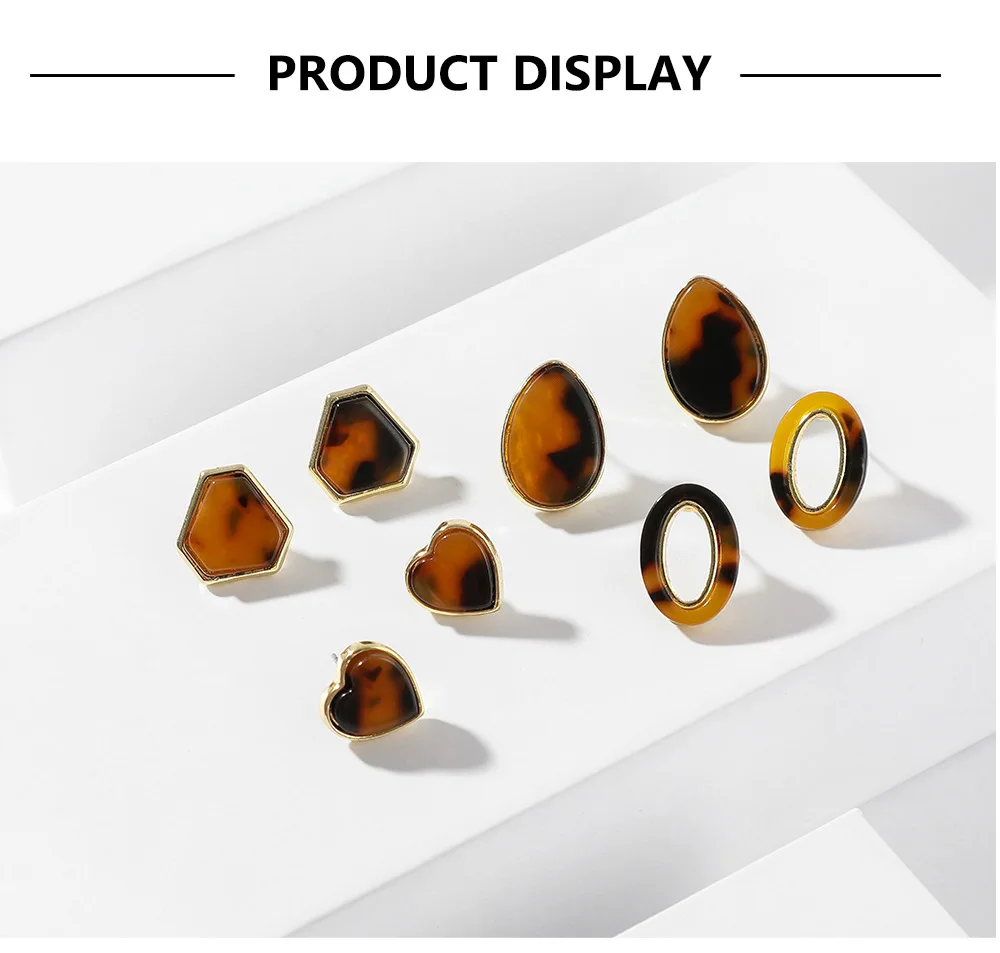 

Круглые серьги-гвоздики в форме сердца, разные формы, с леопардовым принтом, серьга-гвоздик капля