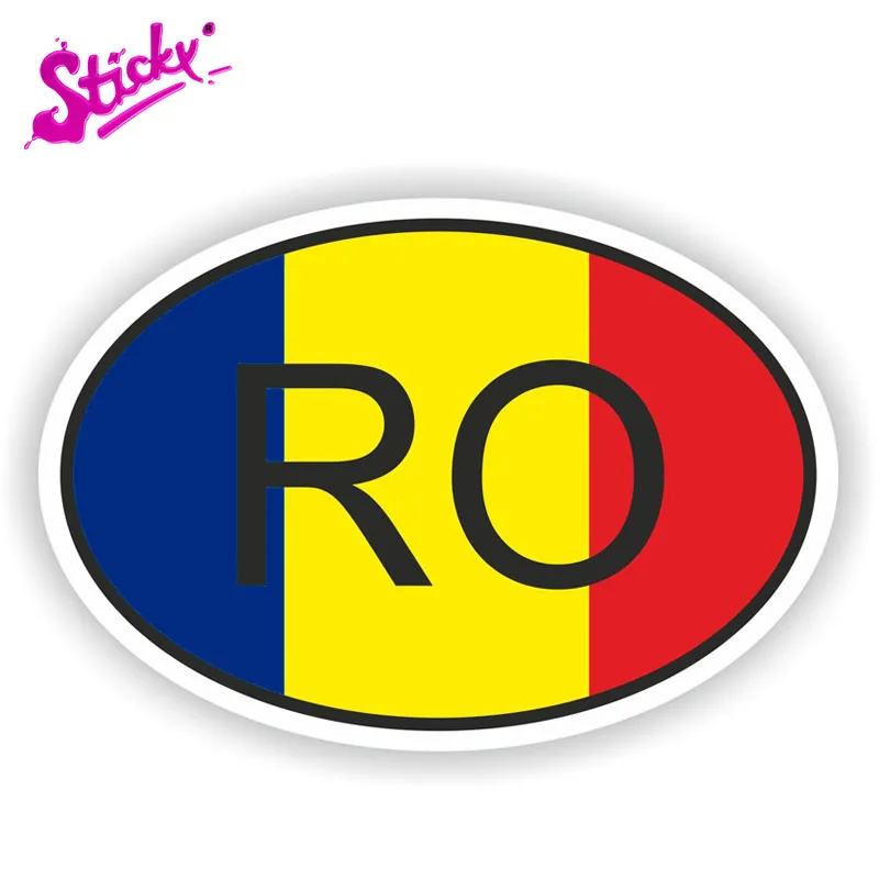 

STICKY Car Styling RO ROMANIA Flag COUNTRY CODE Car Sticker Decal Motorcycle Off-road Laptop Trunk Guitar Vinyl Sticker