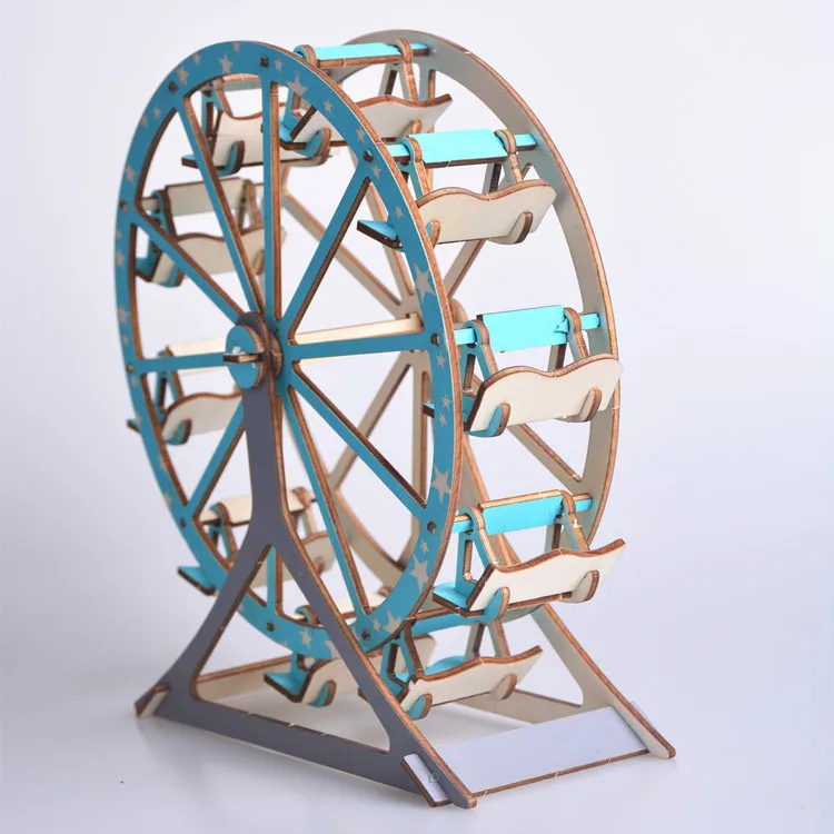 Лазерная резка 3D деревянные головоломки Строительство колесо обозрения DIY