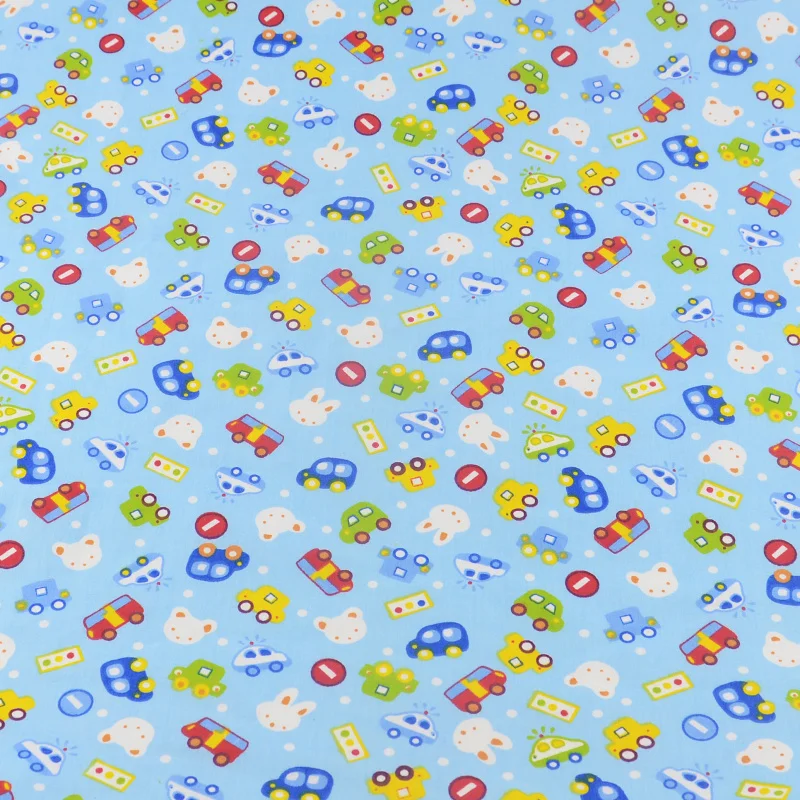 Новинка 2016 Мультяшные автомобили 100% хлопок синяя саржа фототкань постельное