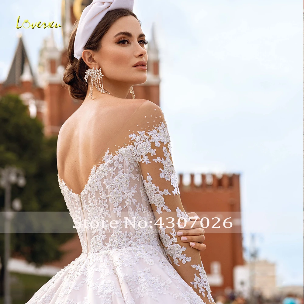 Loverxu бальное платье свадебные платья Аппликации бисер длинный рукав для невесты