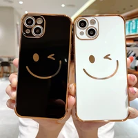 cute cartoon smile plating case for iphone 13 pro max 12 mini 11 xr x xs 7 8 plus se 2020 candy color soft shockproof back cover