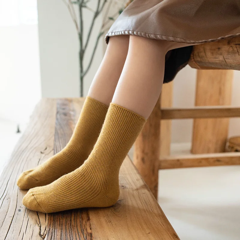 Calcetines gruesos de lana para ni&ntilde;o y ni&ntilde;a, medias gruesas y c&aacute;lidas para beb&eacute; y ni&ntilde;a, de Color s&oacute;lido, de 1 a 12 a&ntilde;os-1