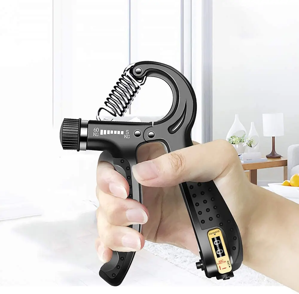 Adjustable R-Shape Countable Hand Grips Strength Exercise Strengthener Gripper Spring Finger Pinch Carpal Expander Black | Спорт и