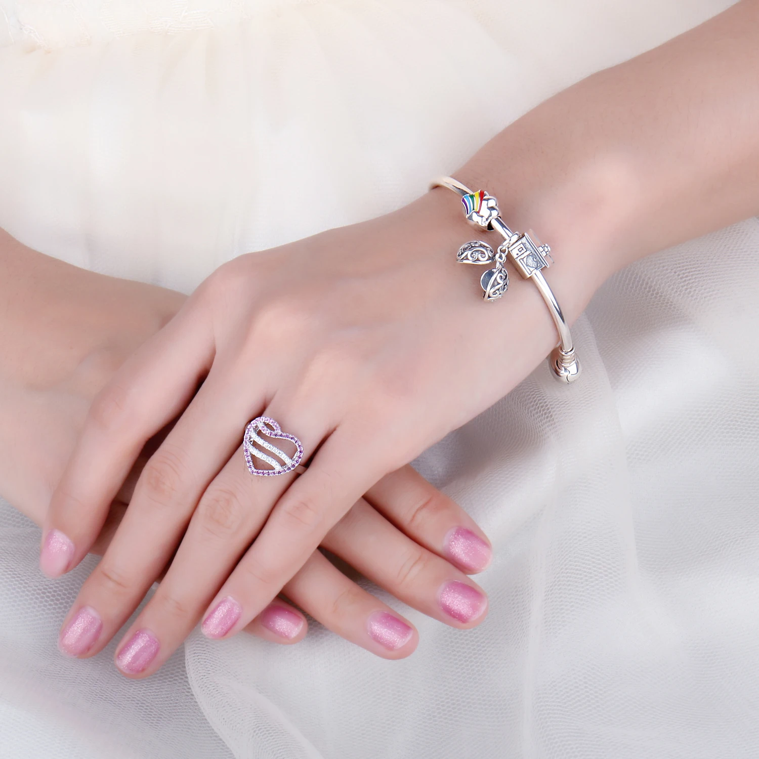 JewelryPalace Радуга облако разноцветной эмалью 925 пробы серебра очарование подходят
