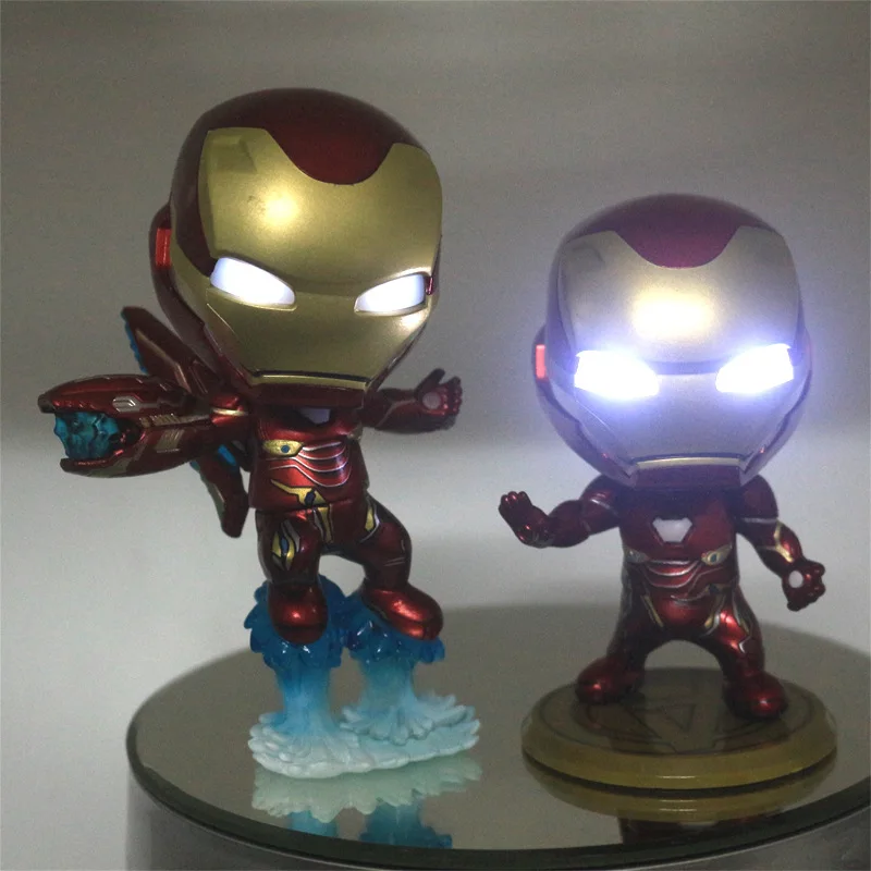 

Genuine Marvel Cartoon Iron Man Action Figure Light Swinging Head Anime Iron Man Model Toys Ornaments Collectible Toys