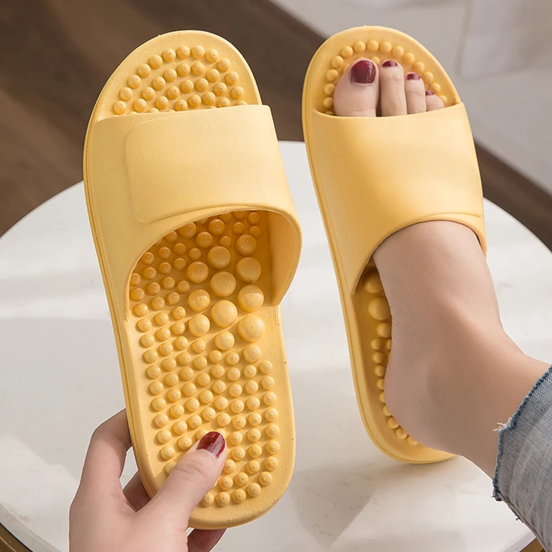 Massage Bathroom Slippers Woman Acupoint Indoor Solid Soft Casual Slippers Summer Non-slip Unisex Flip Flop Shower Shoe