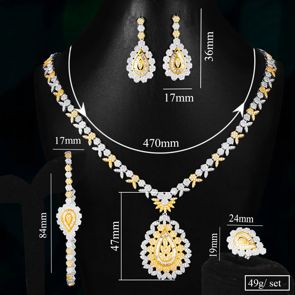 

GODKI Lovely Waterdrop 4PCS African Bridal Zirconia CZ Jewelry Sets For Women Wedding Dubai Nigeria Crystal Party Jewelry Set