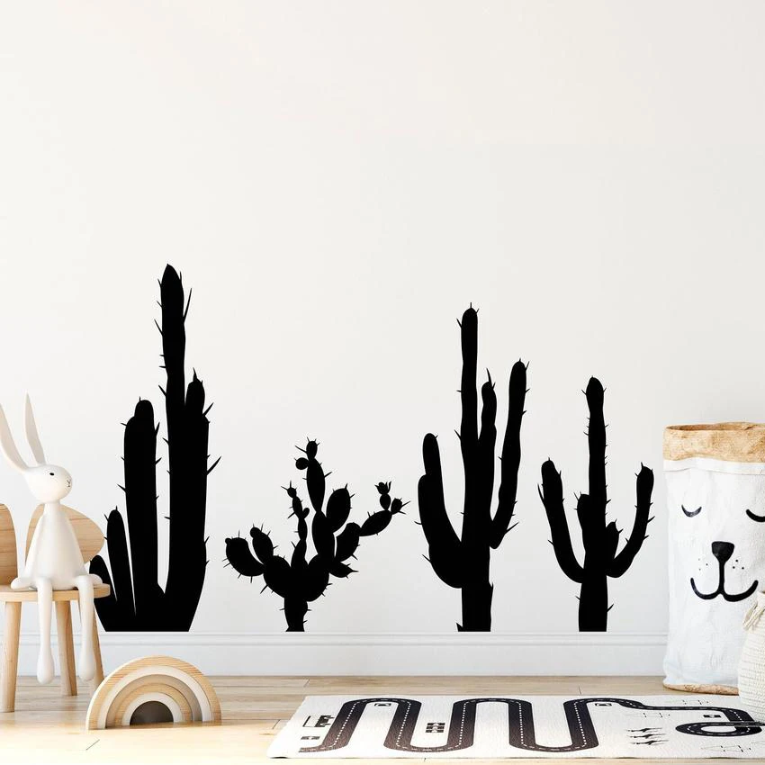 

Кактус Наклейка на стену цветочный кактус Настенный декор суккулент кактус Настенная Наклейка Виниловые наклейки для детской бадзам домаш...