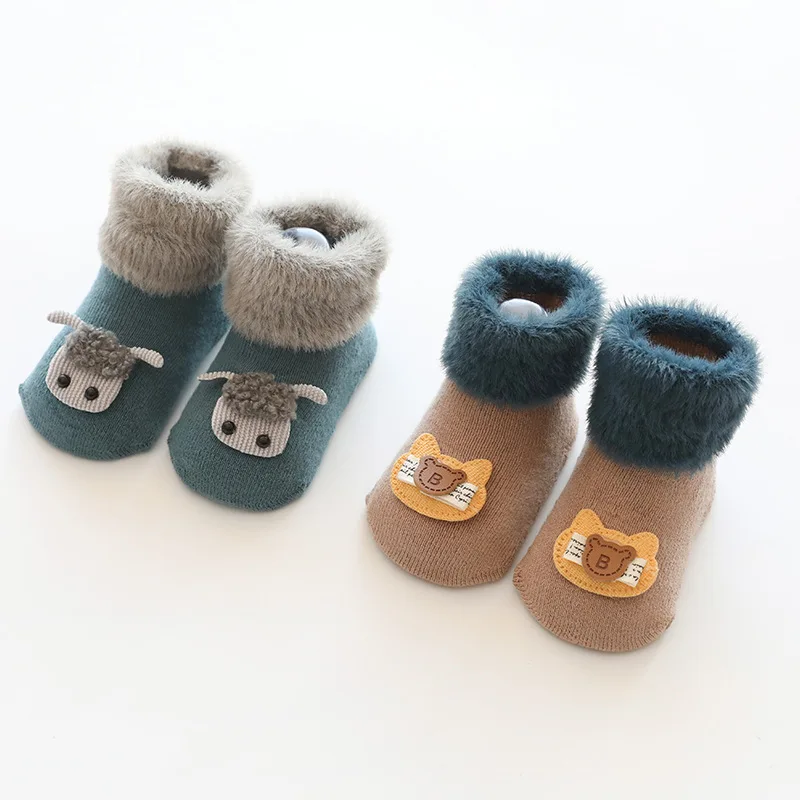 

2 Pairs Winter Thicken Newborn Baby Socks Toddler Baby Girls Boys Socks Anti Slip Soft Baby Floor Socks Warm Clothes Accessories