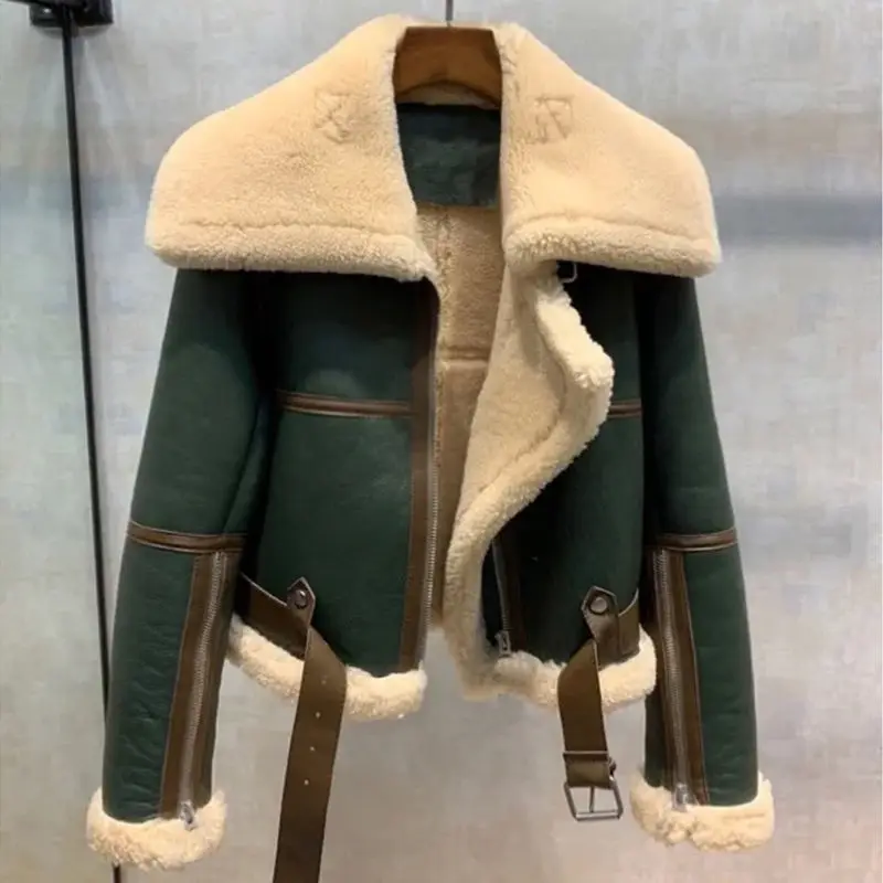 

Faux Fur Coat Women Korean Moto Leather Jacket Winter Thick Warm Fur Streetwear Fur Jackets Woman Lugentolo