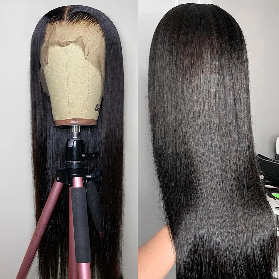 

Black Color Soft Straight Long Glueless Lace Front Wig High Temperature For Black Women With Baby Hair 180%Density 26Inch