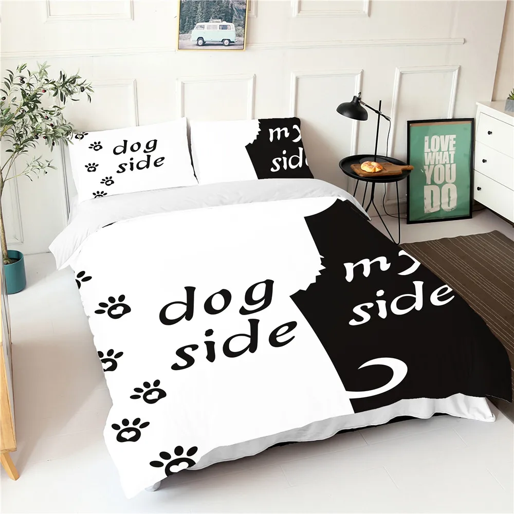 

Comfort Bedsheets Fabric Black And White Double Bedspread With Pillowcases Soft Warm Duvet Cover Kids Bedding Bedroom Decor