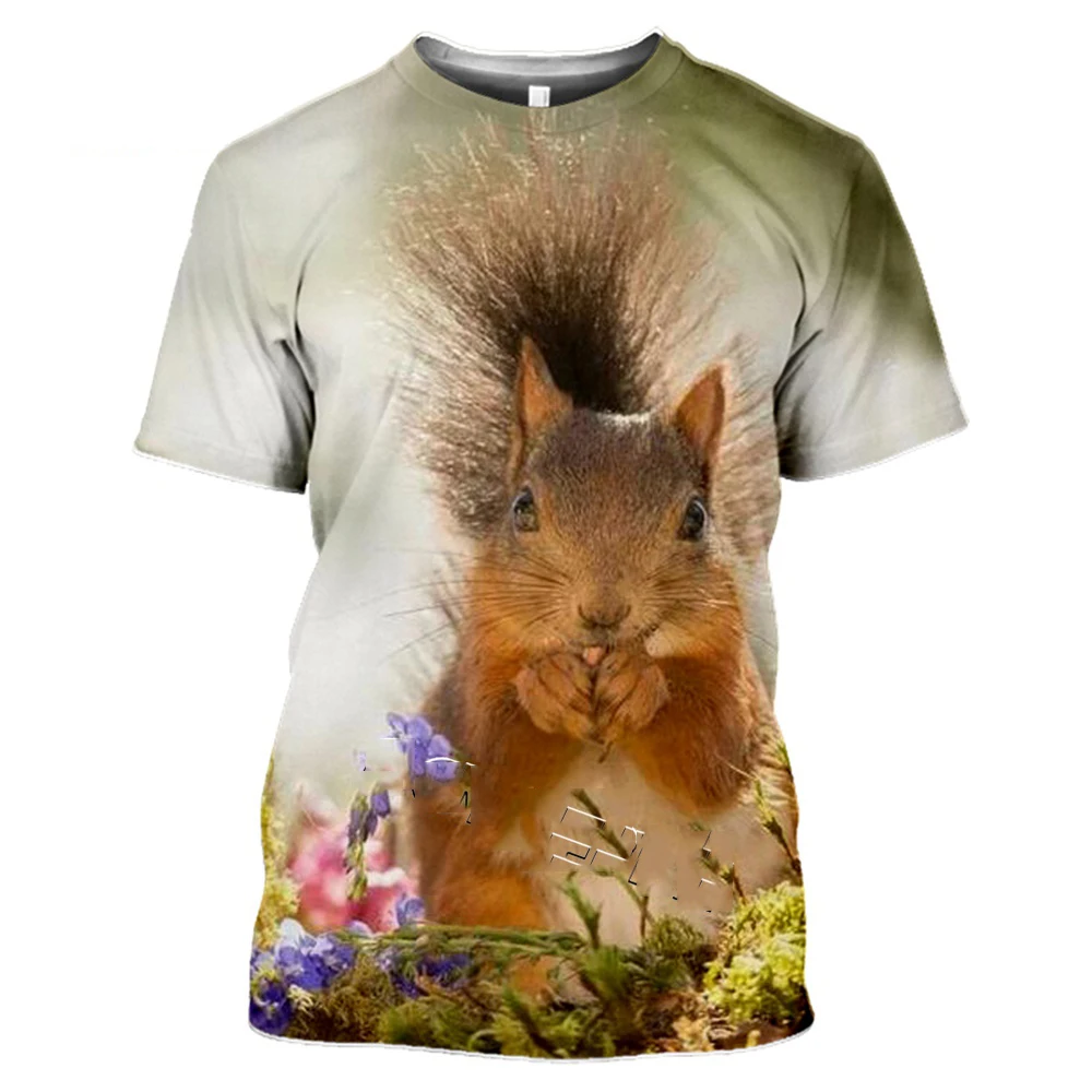 

Animal Lovely Squirrel 3D Print T Shirt Summer Fashion Casual Short Sleeve Unisex Men And Women Streetwear Tops & Tees XXS-6XL