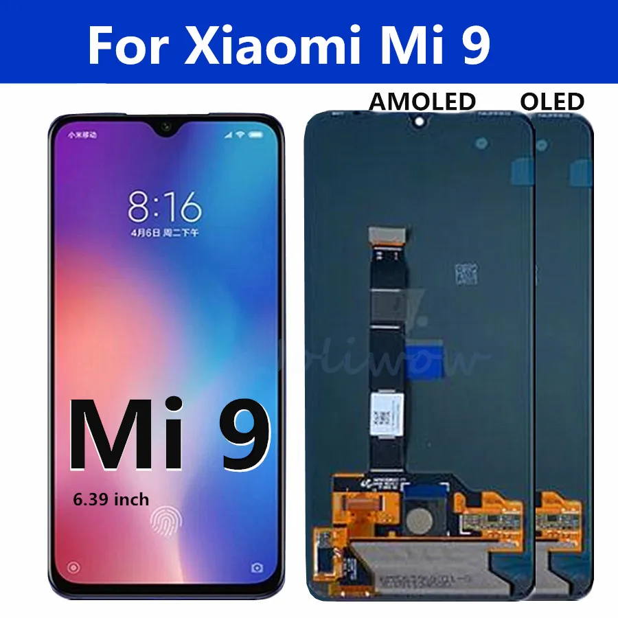 

ЖК-дисплей 6,39 дюймов AMOLED или OLED mi 9 для Xiaomi Mi 9, сенсорный экран с дигитайзером в сборе для xiaomi 9, Mi 9, Mi9, M1902F1G, ЖК