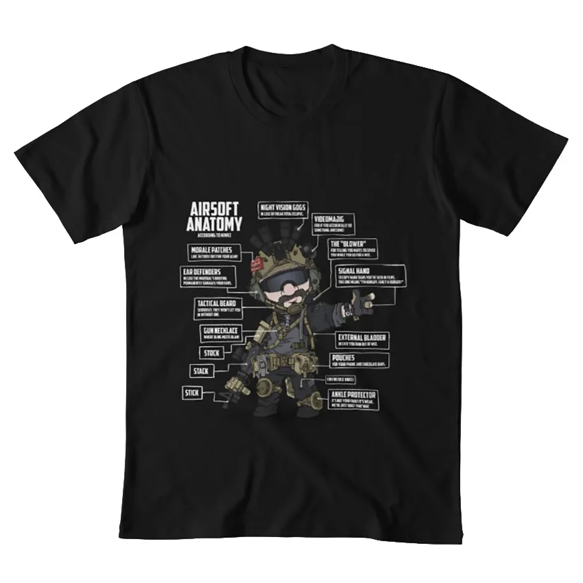 Страйкбольная Анатомия (белое письмо) Футболка Военная страйкбола снаряжение