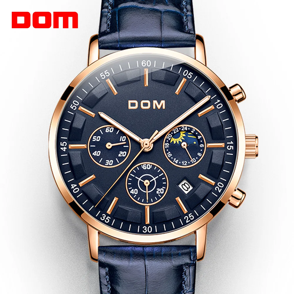DOM мужские часы от ведущего бренда класса люкс с большим циферблатом военные