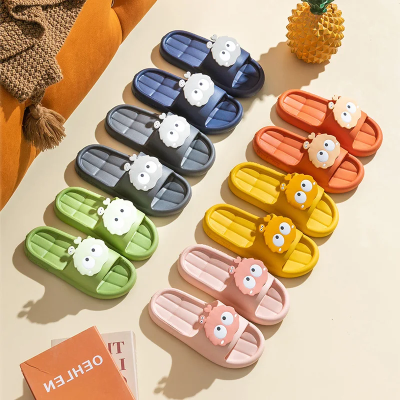 

JALANJALKI Summer Women Slippers Thick Sole Lovely Appliques Indoor Platform Big Size Casual Men Slides Non-Slip EVA Beach Shoes