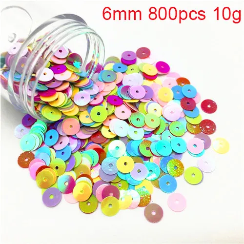 6mm AB mix color 10g Matte Black Sequins 20mm Flat Round PVC Loose Paillettes with Big Side Hole Sequin DIY Sewing Garment Lentejuelas Para Coser 20g - Цвет: 6mm AB mix color 10g