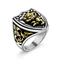 valily gold color vintage lion ring unique royal king animal ring stainless steel punk finger ring jewelry for men wholesale