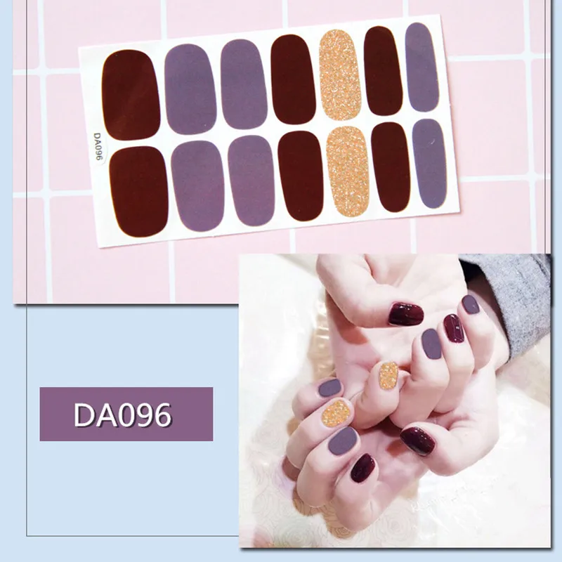 DA096 Мода полное покрытие лак для ногтей Обертывания клейкие наклейки для ногтей украшения для ногтей инструменты для маникюра экологические для беременных женщин - Цвет: DA096