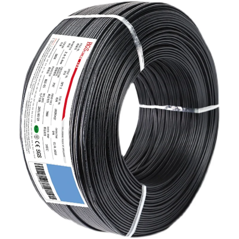 

1 Meter SPT-1 DC Power Cord 20 18 16 14 12 10 8 AWG Parallel Lines Black/White Double Parallel Cable