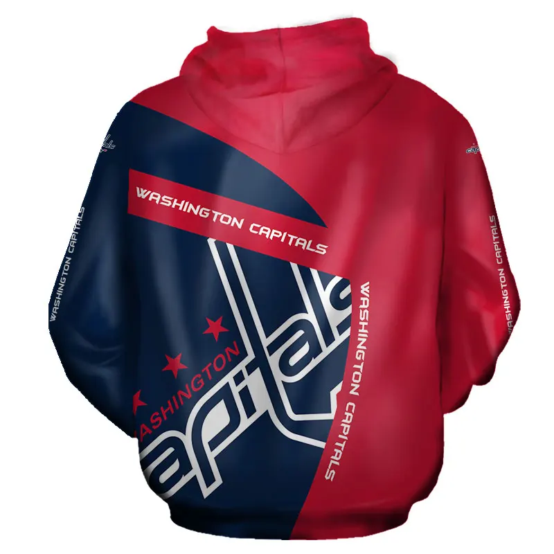 

Washington Men's Fashion 3D Hoodie Black blue stitching red five-pointed star letter print Capitals cool outdoor sweatshirt 1