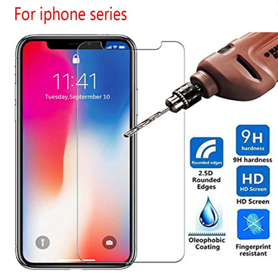 9H Tempered Glass For iphone X XS 13 Pro Max XR Screen Protector 5s Protective HD on 11 7 8 6s Plus 12 | Мобильные телефоны и