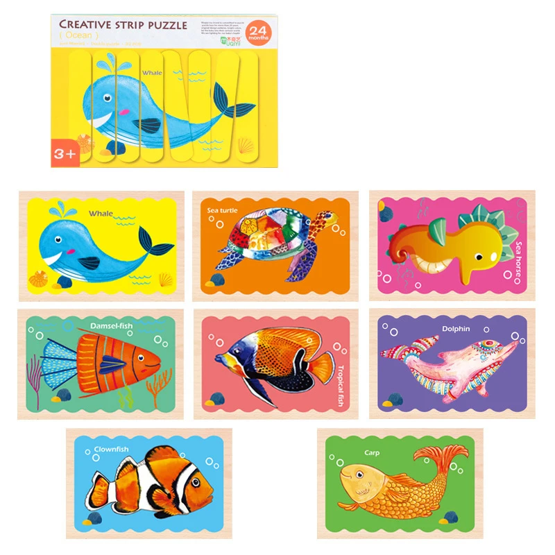 

Wooden Jigsaw Puzzle Toys Creative Strip Puzzles For Kids Montessori Toy for Children Cartoon Wooden Puzzle Set Educational Toy