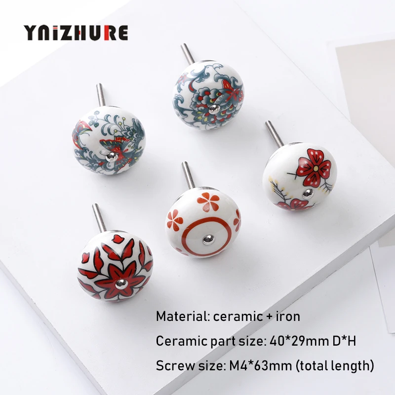 Ручка для сельской мебели 40 мм керамический выдвижной ящик пасторальная ручная