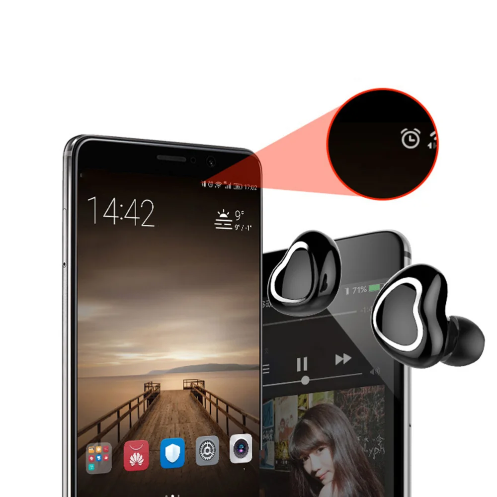 

TWS-7 Mini 5.0 Earphone Smart Earbuds Super Bass Sound Wireless Touch Control Invisible for Sports Running (Black)